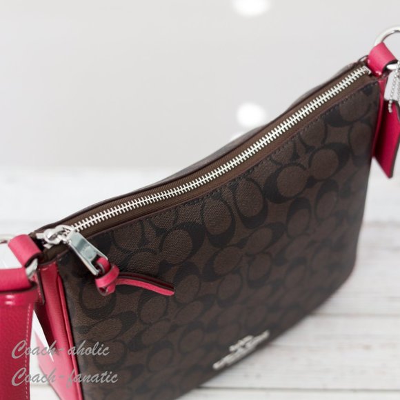 NWT Coach C1649 Ellie File Bag In Signature Canvas Brown/Bright Violet - Picture 11 of 12